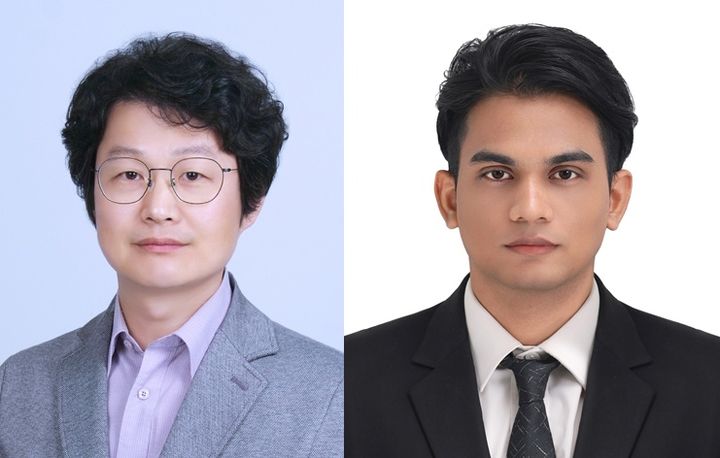 [구미=뉴시스] 고재필(왼쪽) 교수와 비샬 스완 학생. (사진=금오공대 제공) 2026.03.27 photo@newsis.com *재판매 및 DB 금지