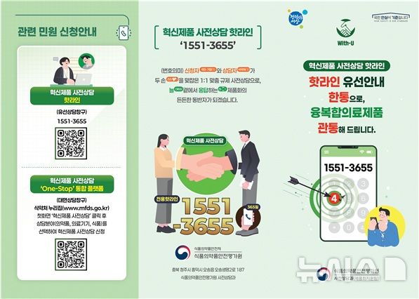 [서울=뉴시스] 식품의약품안전처 소속 식품의약품안전평가원은 융복합의료제품 개발 초기 단계에서 개발자가 인허가 절차 등을 쉽게 이해할 수 있도록 돕기 위한 '혁신제품 사전상담 핫라인: 융복합의료제품 안내편' 리플릿을 마련했다고 27일 밝혔다. (사진=식품의약품안전처 제공) 2026.03.27. photo@newsis.com