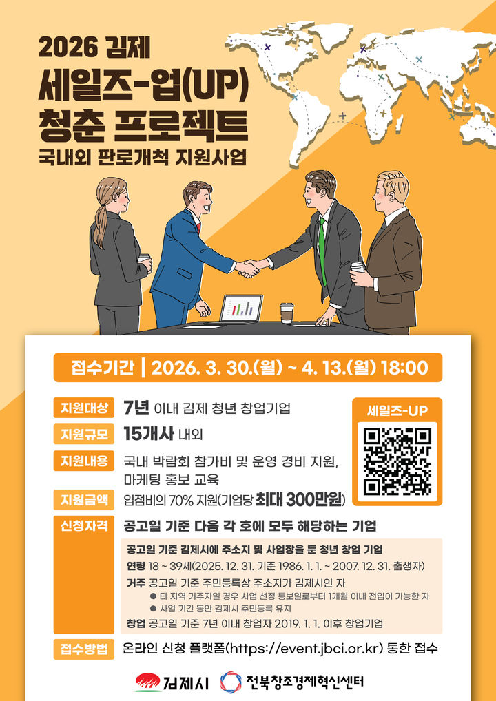 김제 청년창업 판로지원 확대…'세일즈-업 프로젝트' 추진