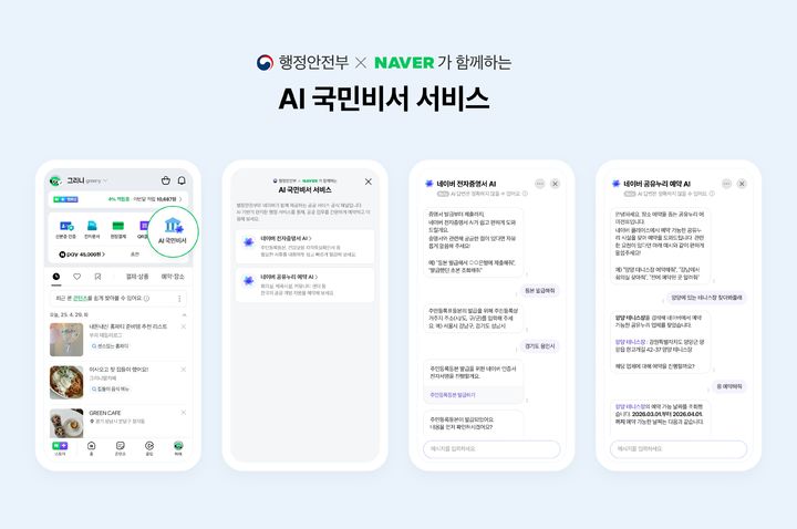 [서울=뉴시스] 네이버가 행정안전부와 구축한 공공 인공지능(AI) 서비스 에이전트 'AI 국민비서' 서비스. (사진=네이버 제공) 2026.03.29. photo@newsis.com *재판매 및 DB 금지