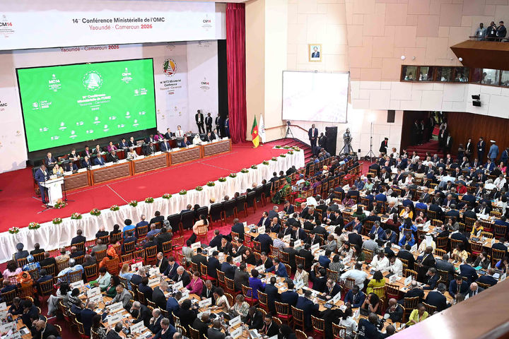 [서울=뉴시스] 여한구 산업통상부 통상교섭본부장이 26일(현지 시간) 카메룬 야운데에서 열린 제14차 각료회의(MC-14) 개회식에 참석해 있다. (사진=산업통상부 제공) 2026.03.27. photo@newsis.com *재판매 및 DB 금지