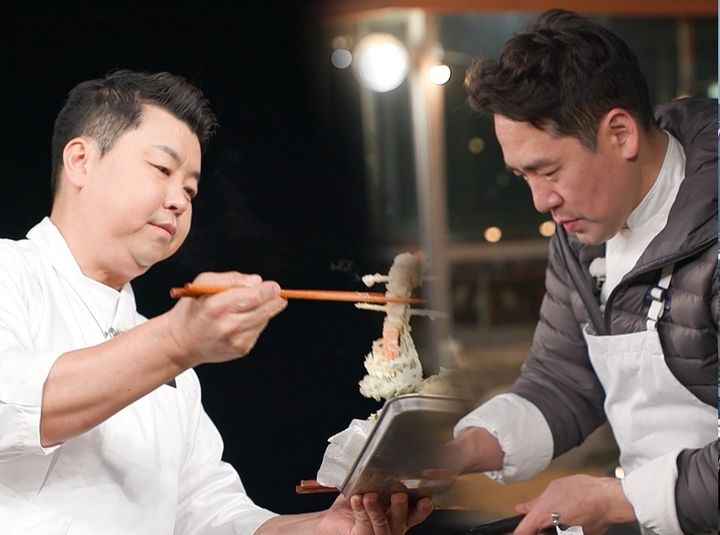 [서울=뉴시스] 셰프 정호영과 샘킴이 요리 재대결을 펼친다. (사진=KBS) 2026.03.28. photo@newsis.com *재판매 및 DB 금지