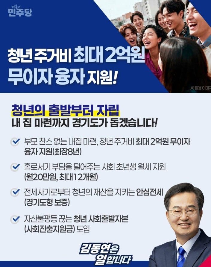 김동연 "청년 주거비 최대 2억원 무이자 융자" 공약