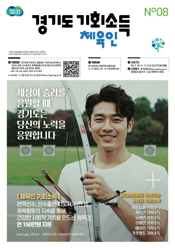 경기도 '체육인 기회소득' 온·오프라인 접수 시작