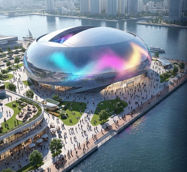 [부산=뉴시스] 국민의힘 주진우(부산 해운대구갑) 국회의원이 공약한 최첨단 개폐형 아레나 '부산 오션 돔(Busan Ocean Dome, BOM)'. (사진=주진우 부산시장 후보 캠프 제공) 2026.03.30. photo@newsiscom *재판매 및 DB 금지