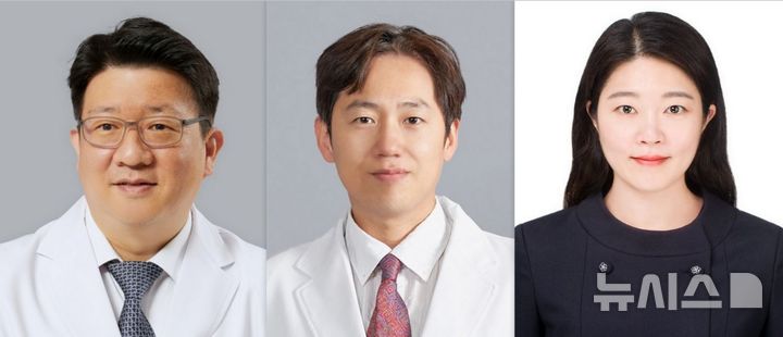 [서울=뉴시스] 왼쪽부터 정민성·차치환 한양대학교병원 외과 교수, 박보영 예방의학과 교수. (사진= 한양대병원 제공) 