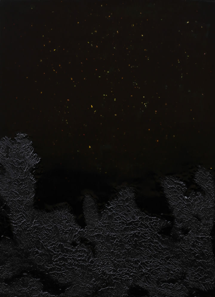 밤하늘, 73×53cm, 판넬에 베·옻칠·황토·자개, 2022, 300만원 *재판매 및 DB 금지