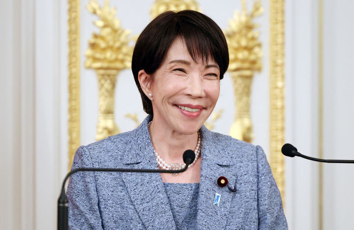 [도쿄=AP/뉴시스] 다카이치 사나에 일본 총리가 31일 일본 도쿄 아카사카 영빈관에서 프라보워 수비안토 인도네시아 대통령과 회담한 뒤 성명을 발표하고 있다. 2026.03.31. photo@newsis.com