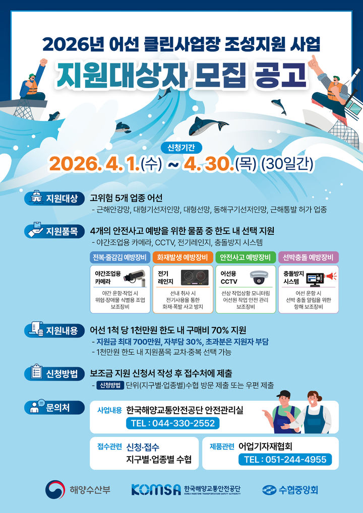 [서울=뉴시스] 어선 클린사업장 조성지원 사업 모집 공고. (사진=해양수산부 제공) 2026.03.31. photo@newsis.com *재판매 및 DB 금지