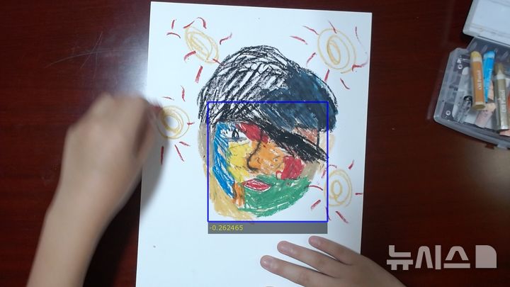 [서울=뉴시스]신승백·김용훈 예술가 듀오의 그리기 워크숍 '인공지능과 얼굴'. (사진=GS아트센터 제공)