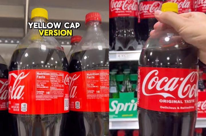 [서울=뉴시스] 미국에서 유대교 명절 '유월절'(Passover)을 맞아 코카콜라가 노란색 병뚜껑 제품을 한정 출시해 이목을 끌고 있다. (사진=틱톡 갈무리) *재판매 및 DB 금지