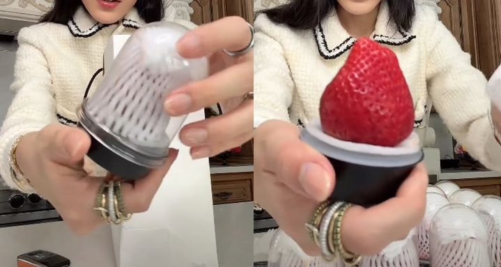 [서울=뉴시스] 300만 명이 넘는 팔로워를 보유한 '리치톡'(RichTok) 인플루언서가 미국에서 개별 포장된 딸기 한 알을 약 3만원에 구매해 논란이 일었다. (사진=베카 블룸 인스타그램 갈무리) *재판매 및 DB 금지
