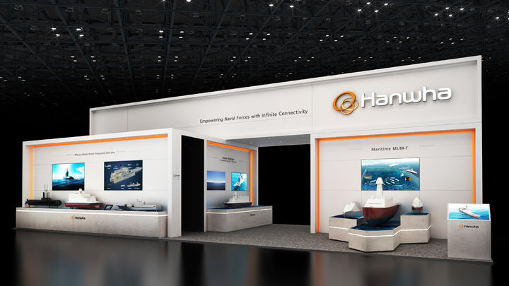 [서울=뉴시스] 다음 달 1~3일 경남 창원시 진해구 해군사관학교와 군항 11부두에서 열리는 이순신방위산업전(YIDEX)에 참가하는 한화오션과 한화시스템 통합 부스 모습. (사진=한화오션 제공) 2026.03.31 photo@newsis.com *재판매 및 DB 금지