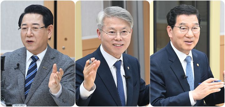 왼쪽부터 김영록, 민형배, 신정훈 후보. (사진=뉴시스DB) *재판매 및 DB 금지