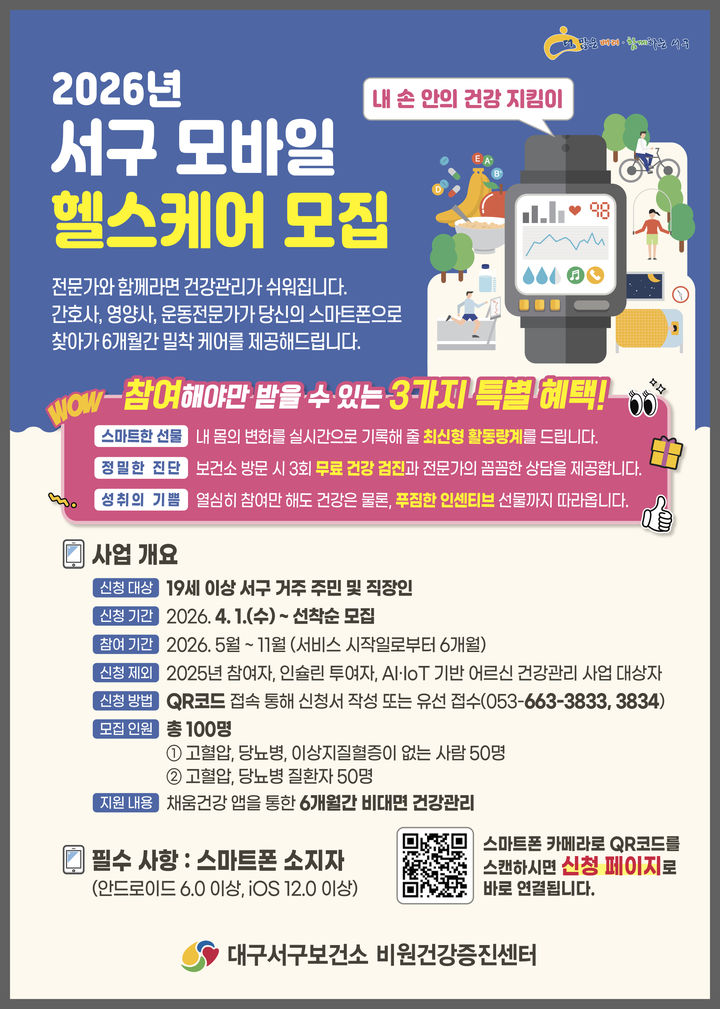 [대구=뉴시스] 대구 서구보건소 모바일 헬스케어 참여자 모집 포스터. (사진=서구 제공) 2026.04.02. photo@newsis.com *재판매 및 DB 금지