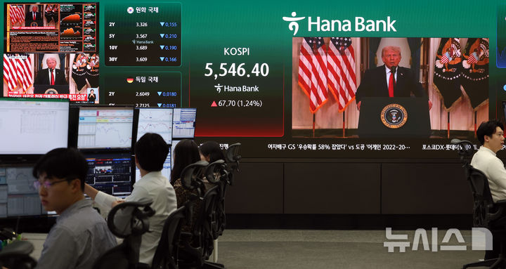 딜링룸에서 보는 도널드 트럼프 미 대통령 대국민 연설