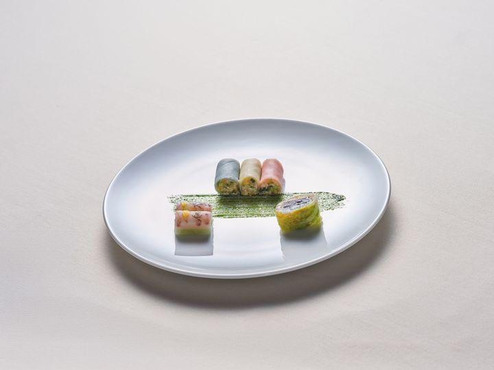 '자유·평등·박애' 의미를 담은 삼색 밀쌈이 3일 이재명 대통령과 에마뉘엘 마크롱 프랑스 대통령의 국빈 오찬 메뉴로 제공된다. [사진=청와대 제공] *재판매 및 DB 금지