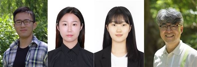 [서울=뉴시스] (왼쪽부터)고려대 화학과 딩치항(Ding Qihang) 박사(제1저자), 화스웨이(Hua Siwei) 석사과정, 김고은 박사과정, 김종승 교수(교신저자). (사진=고려대 제공) 2026.04.03. photo@newsis.com *재판매 및 DB 금지