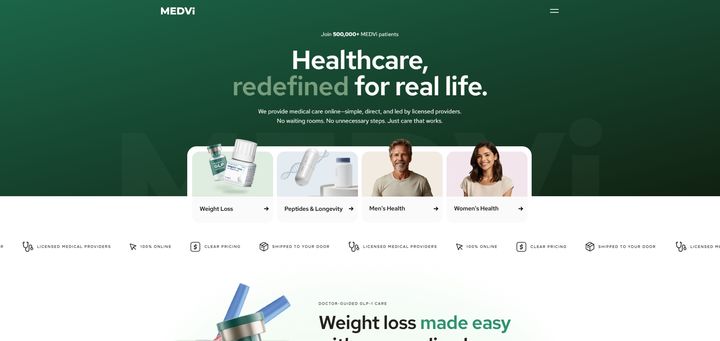 [서울=뉴시스]인공지능의 도움으로 10억 달러 1인 기업을 구축한 미 메드비(Medvi)사의 홈페이지. 2026.4.3. *재판매 및 DB 금지