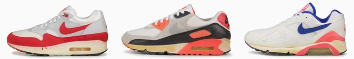 (왼쪽부터) 1987 Air Max, 1990 Air Max 90, 1991 Air Max 180. (사진=나이키 제공) *재판매 및 DB 금지
