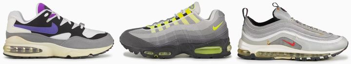(왼쪽부터)1994 Air Max2, 1995 Air Max, 1997 Air Max. (사진=나이키 제공) *재판매 및 DB 금지