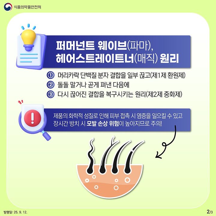 [서울=뉴시스] 집에서 직접 파마와 매직을 실시할 경우 사용법과 시간을 준수해야 한다. (사진=식약처 제공) 2026.04.03. photo@newsis.com *재판매 및 DB 금지