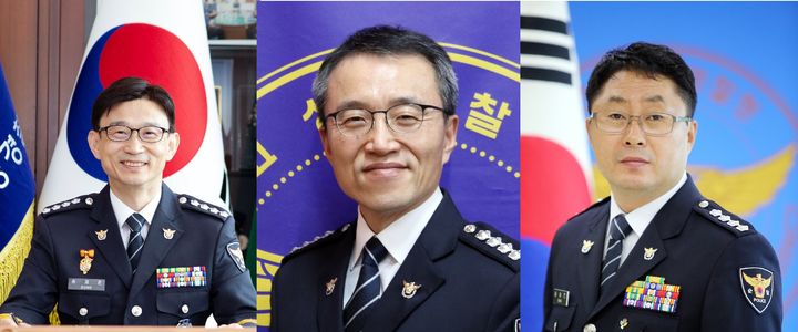 [대전·세종=뉴시스] 송재준(왼쪽)·이윤(가운데)·송승현(오른쪽) 경무관 승진 내정자.(사진=대전·세종경찰청 제공) 2026.04.03. photo@newsis.com *재판매 및 DB 금지