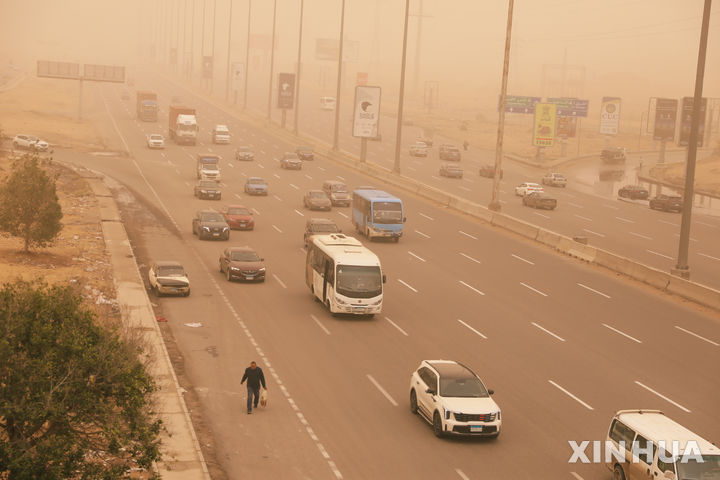 누렇게 변한 카이로 도로