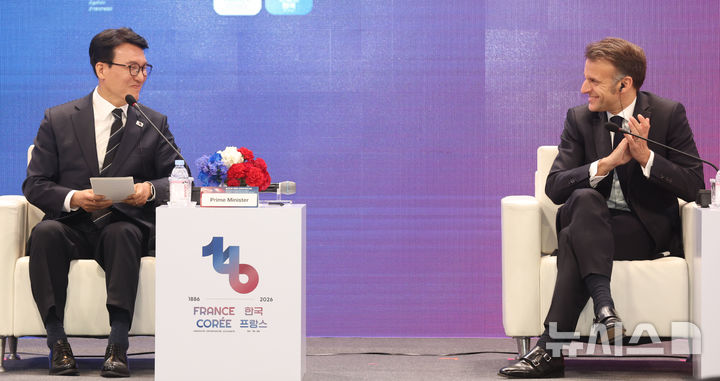 마크롱 프랑스 대통령과 김민석 총리