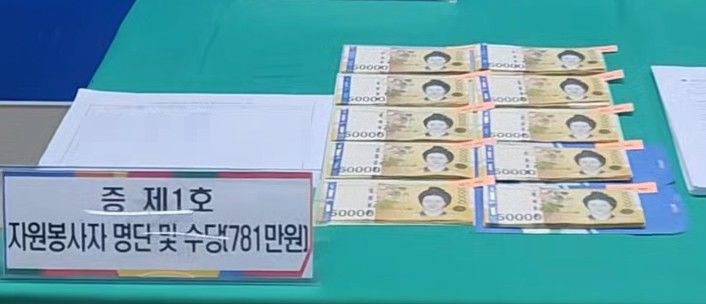 [무안=뉴시스] 불법 전화방 운영에 쓰인 자원봉사자 명단과 수당. (사진=전남선거관리위원회 제공) 2026.04.05. photo@newsis.com *재판매 및 DB 금지