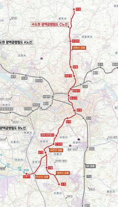 수도권광역급행철도(GTX) C 노선도(자료=도봉구 제공)