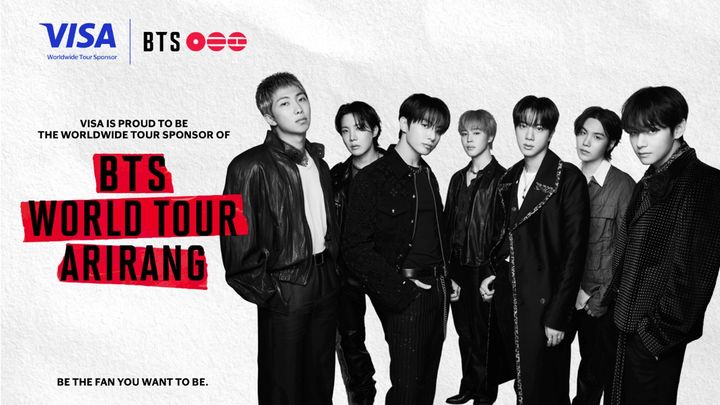 [서울=뉴시스] 비자, 방탄소년단 월드 투어 '아리랑' 스폰서 참여 이미지. (사진=비자 제공) 2026.04.06. photo@newsis.com *재판매 및 DB 금지