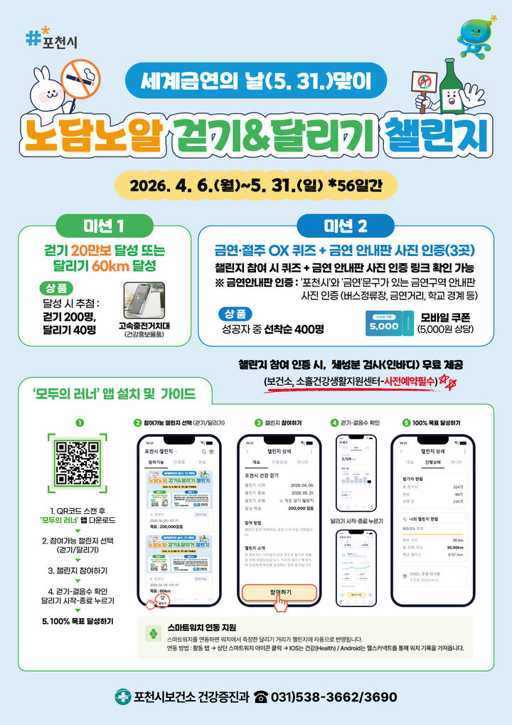 [포천소식]시, 세계 금연의 날 맞아 '금연·절주 챌린지' 등