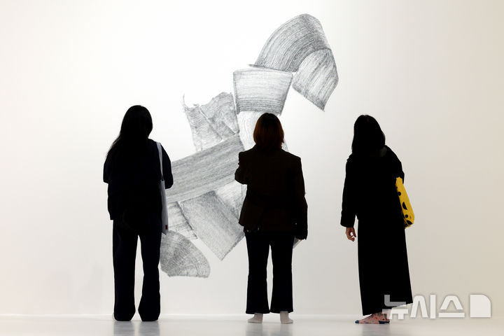 [원주=뉴시스] 박진희 기자 = 한솔문화재단의 뮤지엄 SAN은 6일 강원 원주시 뮤지엄 산에서 한국 현대 미술 작가 이배의 개인전 'En attendant: 기다리며' 기자간담회를 갖고 숯을 매개로 자연과 인간, 시간과 존재가 교차하는 관계망을 심층적으로 조망한 작품 'White'를 선보이고 있다. 이번 전시는 뮤지엄 SAN 개관 이래 최초로 선보이는 국내 작가 개인전이다. 2026.04.06. pak7130@newsis.com