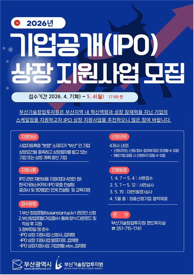 [부산=뉴시스] 2026년 기업공개(IPO) 상장 지원사업 모집 포스터. (사진=부산시 제공) 2026.04.07. photo@newsis.com *재판매 및 DB 금지