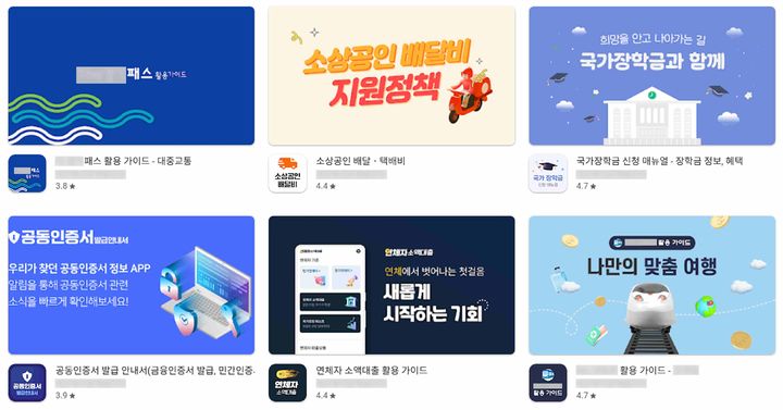 [서울=뉴시스] 구글 플레이스토어에서 유포 중인 과대 광고 앱 목록. (사진=안랩 제공) 2026.04.07. photo@newsis.com *재판매 및 DB 금지