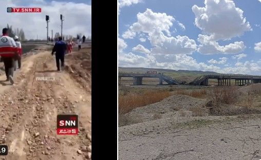 [서울=뉴시스]이스라엘은 7일 이란 북부 카라지의 철도 인프라 공격을 보여주는 영상을 X에 게시하며 이란의 주요 철도 교량들을 공격했다고 밝혔다. 이스라엘이 X에 게시한 영상과 부서진 교량의 모습, <사진 출처 : X> 2026.04.07.