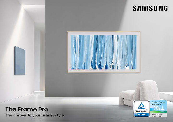 [서울=뉴시스] 삼성전자의 2026년형 TV, 독일 라인란드 '탄소저감' 인증 획득 더 프레임 프로 이미지. (사진=삼성전자 제공) *재판매 및 DB 금지