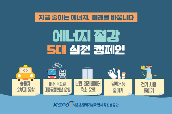 [서울=뉴시스]체육공단, 에너지 위기 대응 5대 실천 캠페인 추진. (사진=국민체육진흥공단 제공)