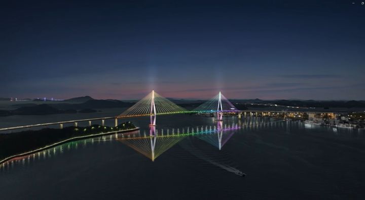 [목포=뉴시스]목포대교 야간경관 조명. (사진=목포시 제공) 2026.04.08. photo@newsis.com *재판매 및 DB 금지