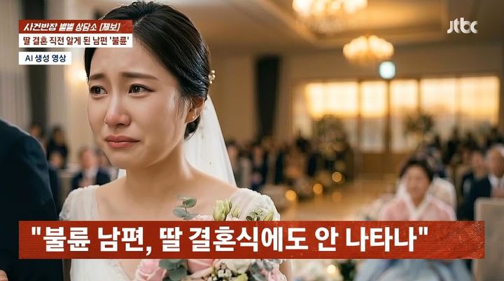 [서울=뉴시스] 집을 떠나 산속에서 생활하던 남편이 외도 끝에 딸 결혼식에도 참석하지 않았다는 사연이 전해졌다. (사진=JTBC 사건반장 캡처) *재판매 및 DB 금지