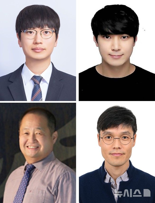 [창원=뉴시스]2전극 기반 음이온 교환막 수전해 시스템의 성능이 저하되는 원인을 실제 운전 중 정밀하게 분석할 수 있는 진단 기술 개발에 성공한 한국재료연구원과 부산대 공동 연구진. 위 왼쪽부터 제1저자인 한국재료연구원 김지현 박사후연구원과 정재엽 박사과정 학생, 아래 왼쪽부터 교신저자인 부산대학교 김양도 교수와 한국재료연구원 최승목 책임연구원.(사진=한국재료연구원 제공) 2026.04.09. photo@newsis.com