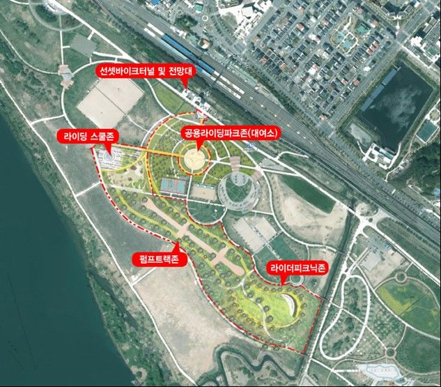 [창원=뉴시스] 경남 양산 황산공원 '낙동선셋 바이크파크 조성사업' 시설 배치 계획도. (사진=경남도 제공) 2026.04.09. photo@newsis.com&nbsp; *재판매 및 DB 금지