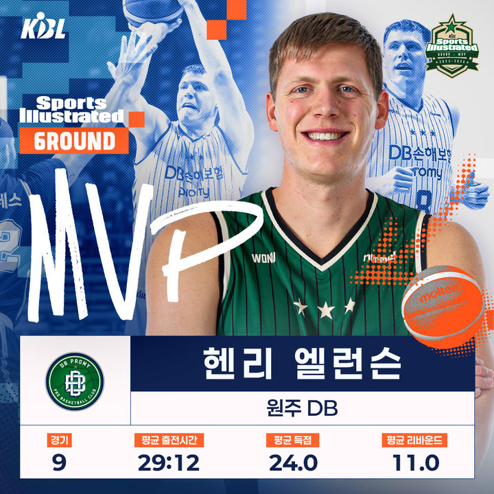 [서울=뉴시스] 프로농구 6라운드 최우수선수(MVP)로 뽑힌 원주 DB의 헨리 앨런슨. (사진= KBL 제공) *재판매 및 DB 금지