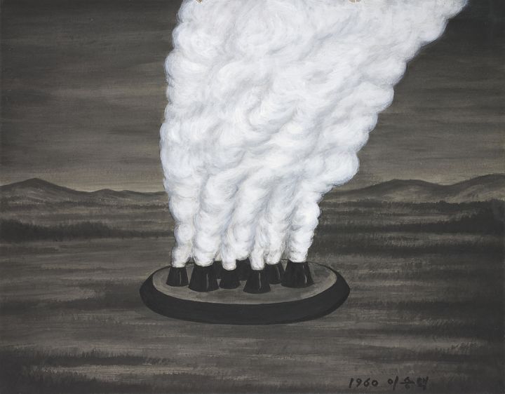 이승택_연기(1960)_하드보드지에 혼합재료_77x97.5cm *재판매 및 DB 금지