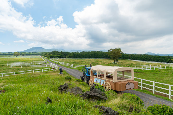 [제주=뉴시스] 한국마사회 제주본부가 제주목장에서 운영하는 트랙터 마차 투어 모습. (사진=한국마사회 제주본부 제공) 2026.04.09. photo@newsis.com *재판매 및 DB 금지