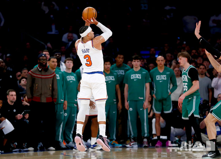 [뉴욕=AP/뉴시스] 미국프로농구(NBA) 뉴욕 닉스의 조쉬 하트. 2026.04.09.