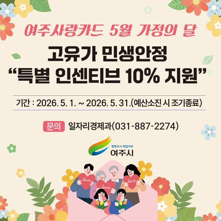 [여주=뉴시스] 여주사랑카드 특별 인센티브 10%지원(사진=여주시 제공) 2026. 04. 10. photo@newsis.com *재판매 및 DB 금지