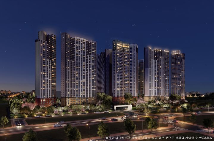 [천안=뉴시스] 천안 업성 푸르지오 레이크시티 야경 투시도. (사진=대우건설 제공) 2026.04.10 photo@newsis.com *재판매 및 DB 금지