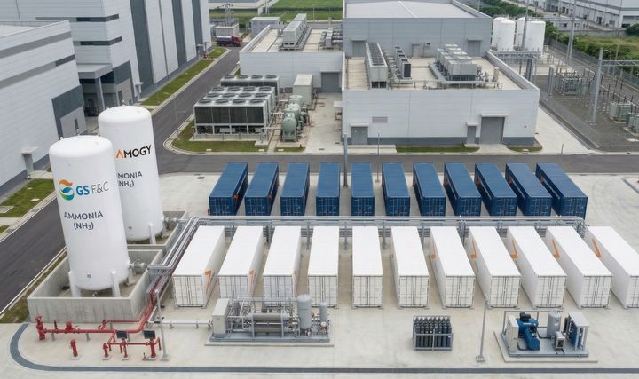[서울=뉴시스] GS건설과 아모지(AMOGY)가 암모니아 기반 분산발전사업 추진을 위해 준비 중인 무탄소 전력 분산발전을 AI로 생성한 예시 이미지.. (사진=GS건설 제공) 2026.04.10. photo@newsis.com *재판매 및 DB 금지